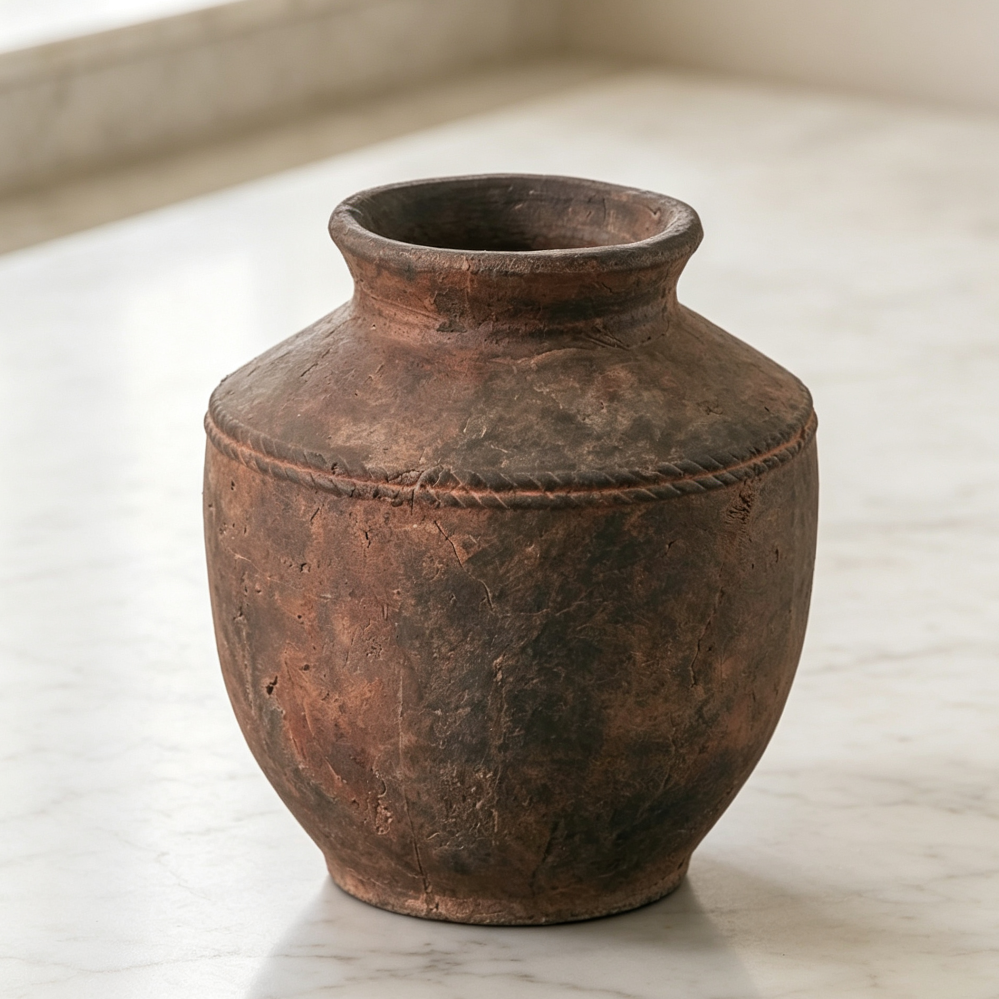 13 6" Tall Zen Terra Cotta Rustic Vase Image 2